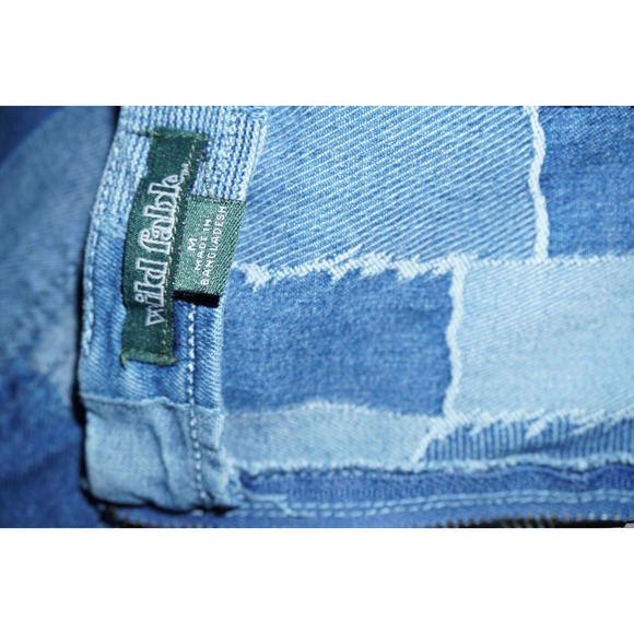 Wild Fable Strapless Patchwork Denim Mini Dress Size M | Zip Back | Raw Hem Y2K - Picture 7 of 7